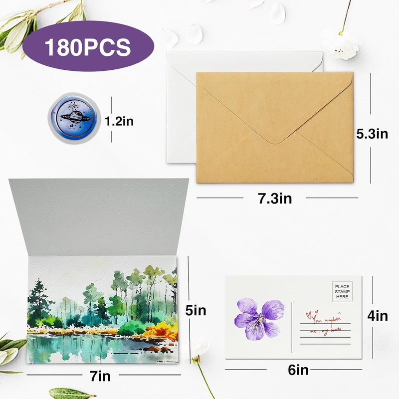 KOVIEDE 50 Pack Foldable Watercolor Cards with Envelopes 5"X7", 40 Sheets 4''x6'' Blank Watercolor Postcards, 140LB/300GSM 100% Cotton Water Color Cards For Painting, Greeting, Christmas, Birthday - Image 5